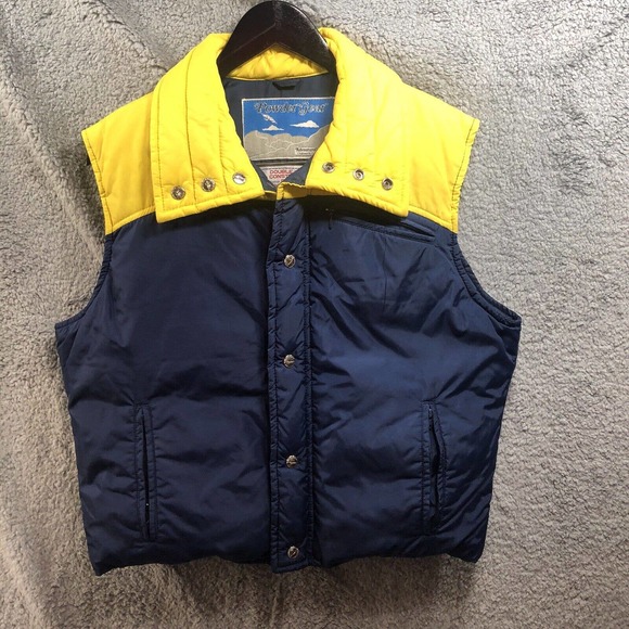 Powder Gear Other - vintage 80s BLUE YELLOW POWEDER GEAR ADVENTURE SNAP WINTER PUFFY SKI VEST MED M